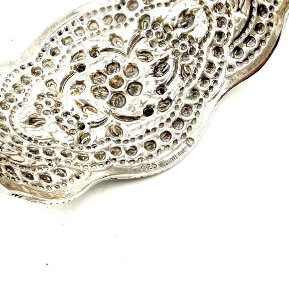 Boho Sterling Silver Cuff Bracelet Vintage Floral Thailand - Picture 8 of 9